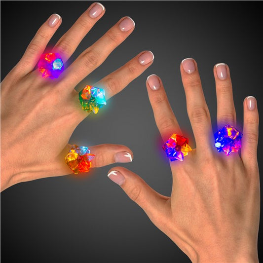 LED Star Spike Jelly Rings (22 Per pack)